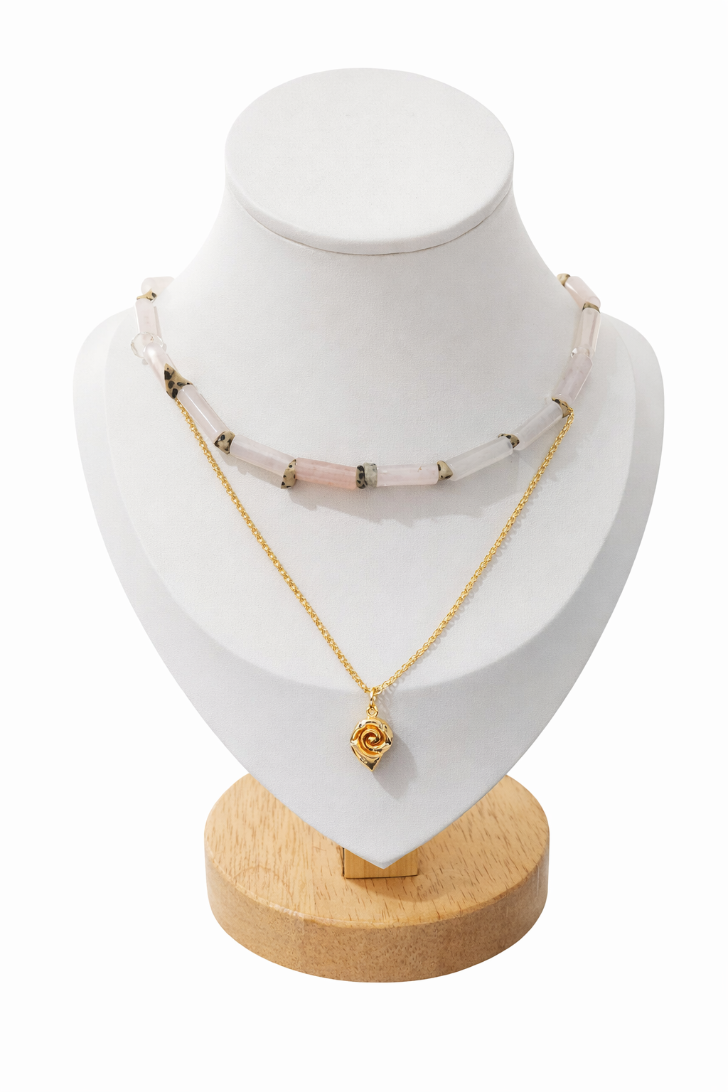 Collar de Сuarzo con Jaspe Dálmata y Cadena