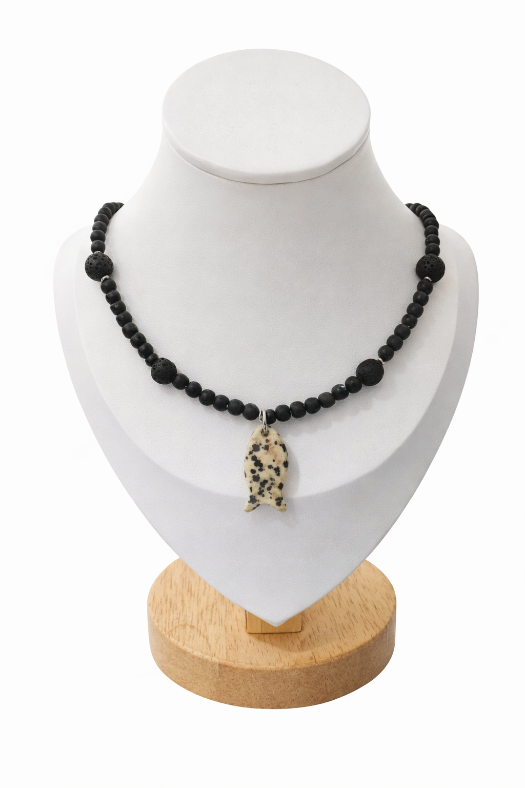 Collar de Piedra de Lava Natural con un Dije