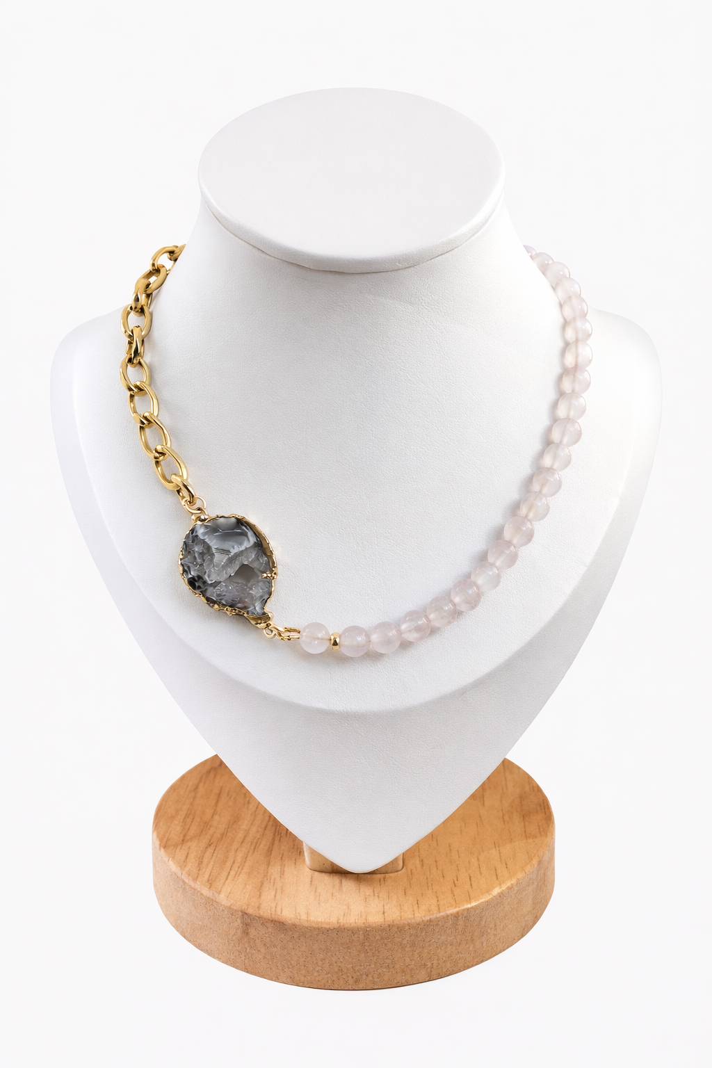 Collar de Cuarzo con Dije de Ágata