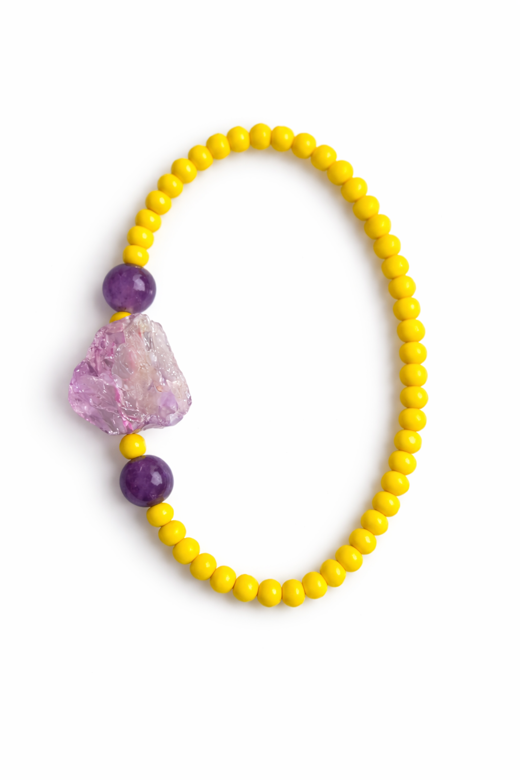 Pulsera con Cuentas Amarillas y Amatista